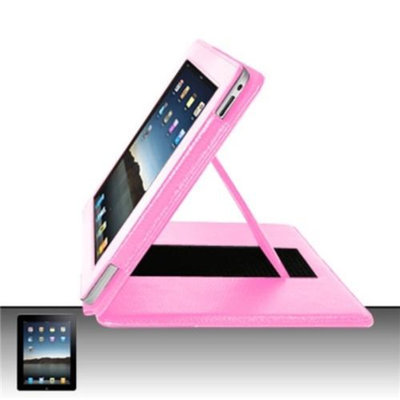 Insten INSTEN Pink Vertical Flap Pouch Cover Premium Case w/ Kick Stand Pockets For Apple iPad 1 1st