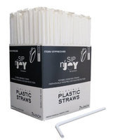 Crystalware Flexible Straws, White, Individually Wrapped Box of 400 Straws