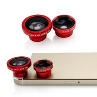 Universal Phone kit Fisheye Fish Eye and Micro Smartphone Camera Mobile Cell Phone Lens - Red