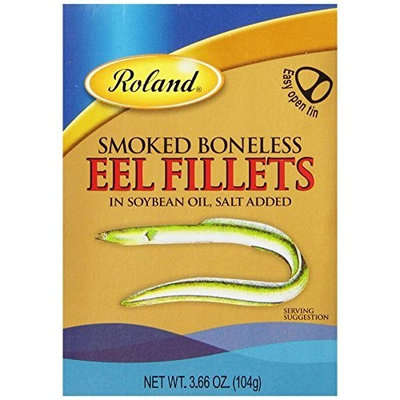 Roland Smoked Boneless Eel Fillets in Soybean Oil, 3.66-Ounce Cans (Pack of 10)