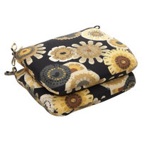 Pillow Perfect Outdoor 2-Piece Chair Cushion Set - Black/Yellow Floral