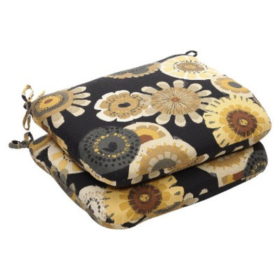 Pillow Perfect Outdoor 2-Piece Chair Cushion Set - Black/Yellow Floral