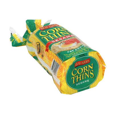 Real Foods Corn Thins Sesame Popped Corn Cakes