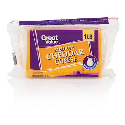 Great Value Medium Cheddar Cheese, 16 oz