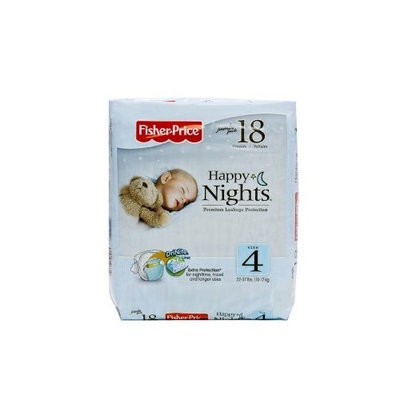 Fisher-Price Happy Nights Baby Diapers Jumbo Pack, Size 4, 18 Count (Pack of 12)