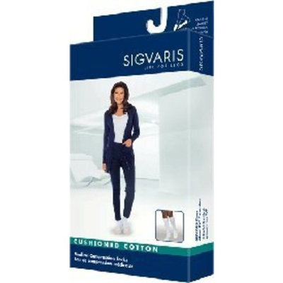 Sigvaris Women's Cushioned Cotton Knee High Sport Socks 20-30mmHg Long Length, Small Long, Black