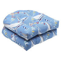 Pillow Perfect Outdoor 2-Piece Wicker Seat Cushion Set - Set Sail