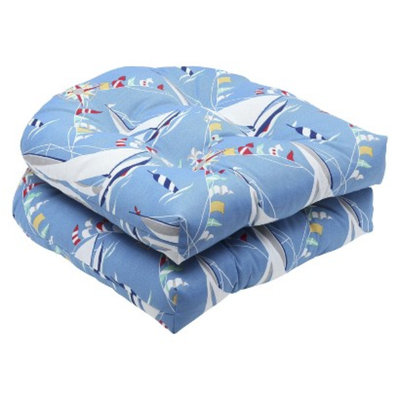 Pillow Perfect Outdoor 2-Piece Wicker Seat Cushion Set - Set Sail