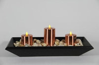 Delighted Home DH-3PPTBLC Black 3 Pillar Polly Trough with 1 6 in. and 2 4 in. Copper Pillars and Multi Colored Rocks
