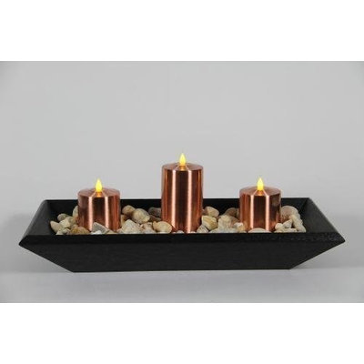 Delighted Home DH-3PPTBLC Black 3 Pillar Polly Trough with 1 6 in. and 2 4 in. Copper Pillars and Multi Colored Rocks