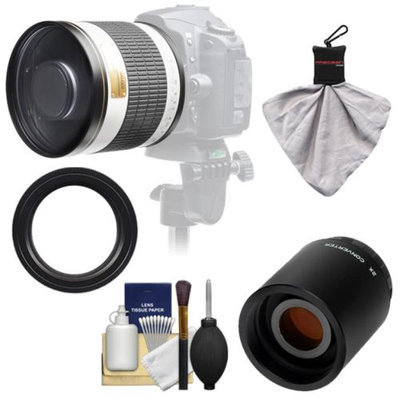 Samyang 500mm f/6.3 Mirror Lens (White) with 2x Teleconverter (=1000mm) for Sony Alpha DSLR SLT-A35, A37, A55, A57, A65, A77 Digital SLR Cameras