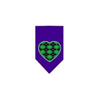 Ahi Argyle Heart Green Screen Print Bandana Purple Large
