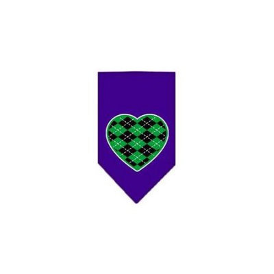 Ahi Argyle Heart Green Screen Print Bandana Purple Large