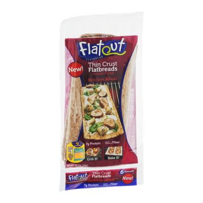 Flatout Flatbread Thin Crust Flatbreads Artisan Pizza Heritage Wheat - 6 CT