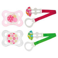 MAM Baby 2+ Months Pink Trends Pacifier with 2 Keeper Clips 4-pc.
