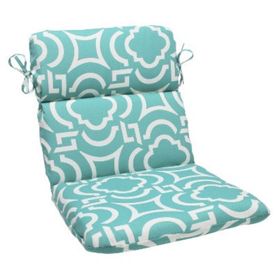 Pillow Perfect Outdoor Rounded Edge Chair Cushion - Blue Green/White Carmody