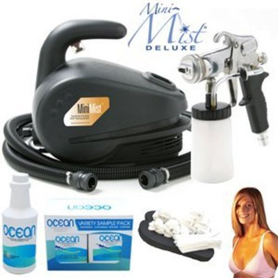 Complete Apollo Mini-Mist Deluxe Sunless Spray Tanning System with a Pint of 8.5% DHA Solution with Medium Bronzer, 4 Solution Variety Pack (1 Pint Total) and Accessories