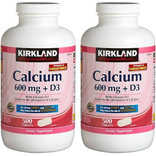 Kirkland Signature Calcium 600 mg + D3 For Strong Bones and Teeth 500