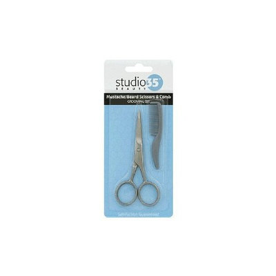 Studio 35 Beauty Mustache/Beard Scissors & Comb Grooming Set 1 set