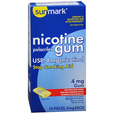 Sunmark Nicotine Polacrilex Gum, 4 mg, Original Flavor 50 each by Sunmark