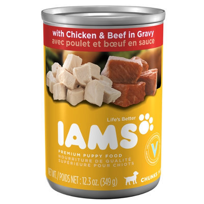 Iams ProActive Health Puppy Chunks with Chicken & Beef in Gravy Premium Puppy Food 12.3 Oz