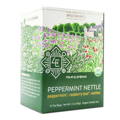 Four Elements Herbals - Organic Herbal Tea Peppermint Nettle - 16 Tea Bags