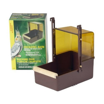 Hagen Living World Cockatiel Bird Bath, Brown and Topaz