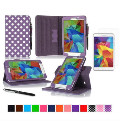rooCASE Samsung Galaxy Tab 4 7.0 SM-T230 Tablet Case - Dual View Multi-Angle Stand Cover Pen Stylus with Ultra HD Plus Anti-Fingerprint Bubble Free Clear Screen Protector for Tab4 7