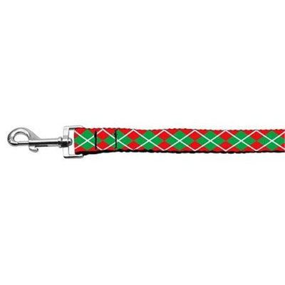 Mirage Pet Products 25-21 1006 Christmas Argyle Nylon Ribbon Leash 1 inch wide 6ft Long