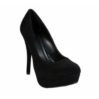 Delicious High Heel Round Toe Platform Pump Stiletto High Heel Black Lami