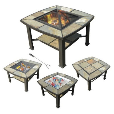 leisurelife Rimini 4 in 1, Slate, Coffee Table, Cooler, Fire Pit,