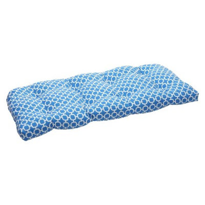 Pillow Perfect Outdoor Wicker Bench/Loveseat/Swing Cushion - Blue/White Geometric
