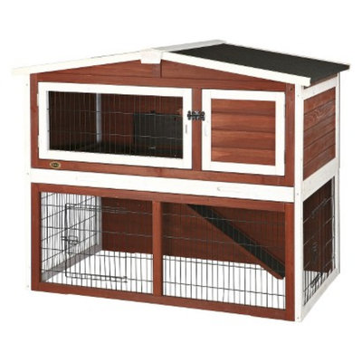Trixie Rabbit Hutch with Peaked Roof - brown/white - Medium