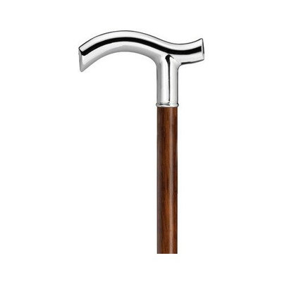 Harvy Men Extra Wide Derby Cane High Gloss Black Hardwood Shaft, Chrome Plated Plastic Handle -Affordable Gift for your Loved One! Item #DHAR-07641