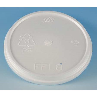 WINCUP FFL8 Disposable Lid, Foam, Vented, White, PK 500