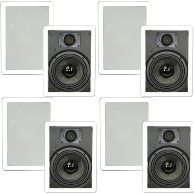 Theater Solutions 6.5 In Wall Surround Sound Deluxe HD Home Theater Speakers 4 Pair Pack 2000 Watts 4TSS6W