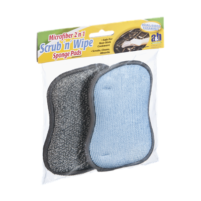 A & H Scrub 'n' Wipe Microfiber 2 'n' 1 Sponge Pads - 2 CT