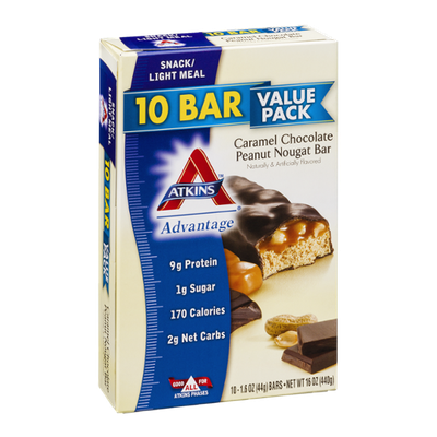 Atkins Advantage Value Pack Caramel Chocolate Peanut Nougat Bar - 10 CT