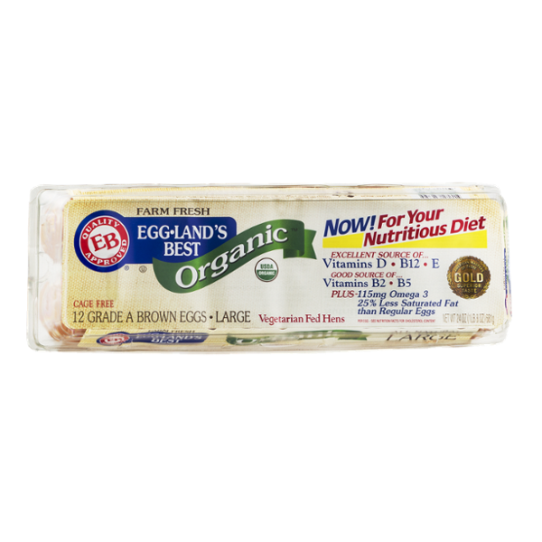 Eggland's Best Organic Cage Free Grade A Brown Eggs Large 12 CT