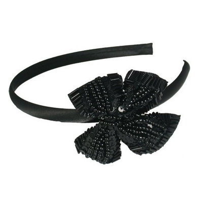 Smoothies Sequins Beaded Bow Headband-Black 01607