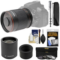 Vivitar 500mm f/8.0 Mirror Lens with 2x Teleconverter (=1000mm) + Monopod + 3 Filters Kit for Nikon 1 J1, J2, J3, J4, S1, V1, V2, V3 Camera