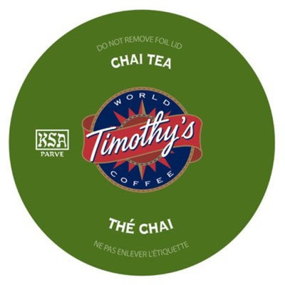 Timothy's World Coffee, Chai Tea K-Cups, 24 - 2.64 ounce