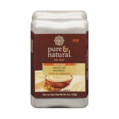 Pure & Natural Bar Soap Cleansing Soothing Oatmeal & Shea Butter , 4-ounce Double Pack Bars (Pack of 4)