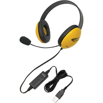 Califone Yellow Stereo Headset w/ Mic, USB Connector Via Ergoguys