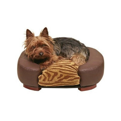 Blue Ribbon Furniture Quality Oval Pet Bed, 18-Inch by 16-Inch by 4-1/2-Inch, Zebra/Choco