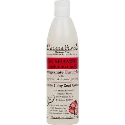 Aroma Paws 12 oz. Luxury Dog Shampoo & Conditioner in One Pomegranate Cucumber: Fluffy Shiny Coat Formula