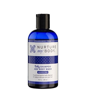 Nurture My Body Fragrance Free Organic Baby Shampoo & Body Wash SLS & Phthalate Free- Sensitive Skin, 8oz-240ml