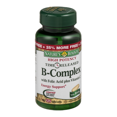 Nature's Bounty B-Complex with Folic Acid plus Vitamin C High - 125 CT