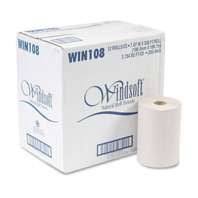 Windsoft WNS108 Natural Nonperforated Paper Towel Roll 8