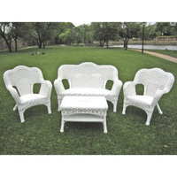 International Caravan Chelsea 4-Piece Wicker Conversation Furniture Set - White
